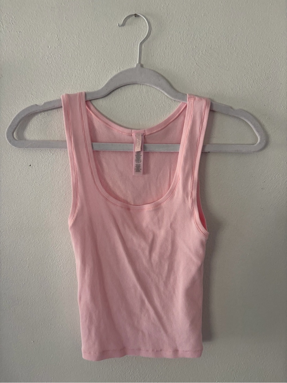 Skims Pink Cotton Ribbed Scoop Tank